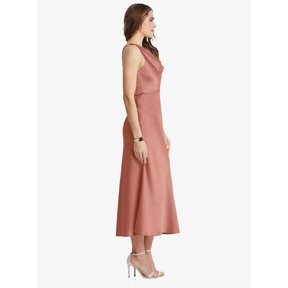 Dessy Lovely Esme Cowl-Neck Midi Tank Dress in Desert Rose Pink Women's 2 $187 - Picture 3 of 9